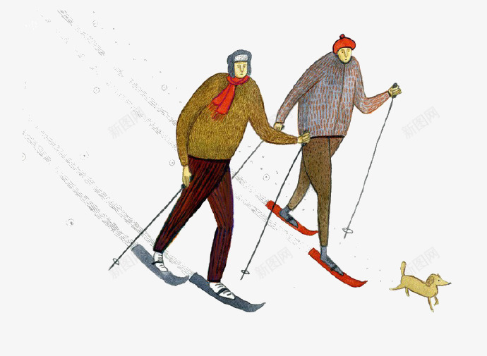 卡通滑雪运动png免抠素材_新图网 https://ixintu.com 滑雪 运动 雪地 雪橇