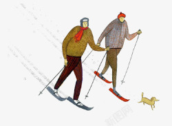 卡通滑雪运动素材