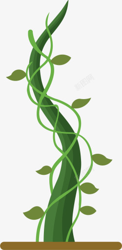 绿色豆茎绿色卡通生长的豆茎高清图片