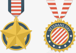 美军勋章手绘两枚勋章矢量图高清图片