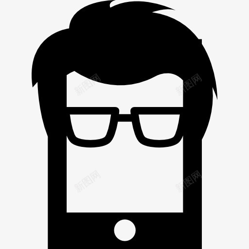 手机与男性的头发和眼镜图标png_新图网 https://ixintu.com 头发 工具和器具 手机 手机的人 男 眼镜