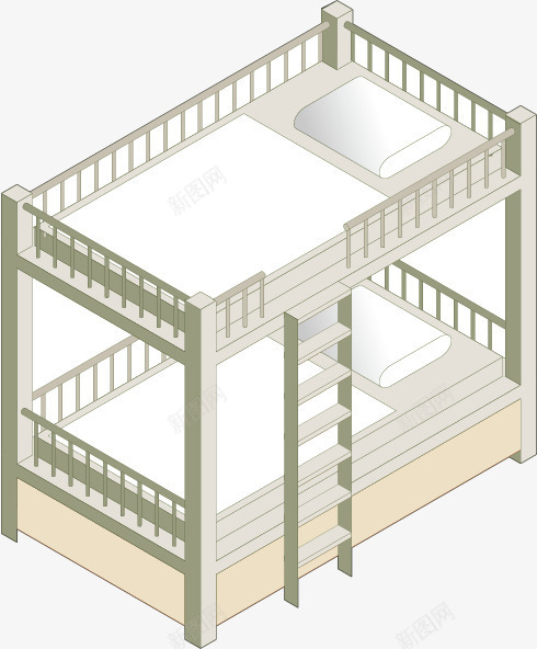 床矢量图ai免抠素材_新图网 https://ixintu.com 上下铺 家具 床 矢量图