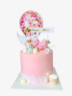 粉色的生日蛋糕儿童甜品生日蛋糕高清图片