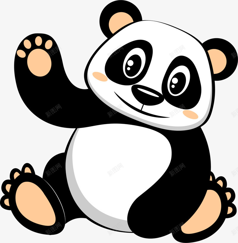 呆萌黑白熊猫png免抠素材_新图网 https://ixintu.com 可爱熊猫 呆萌熊猫 害羞 粉嫩足底 足底 黄色脚掌 黑白熊猫 黑色眼睛