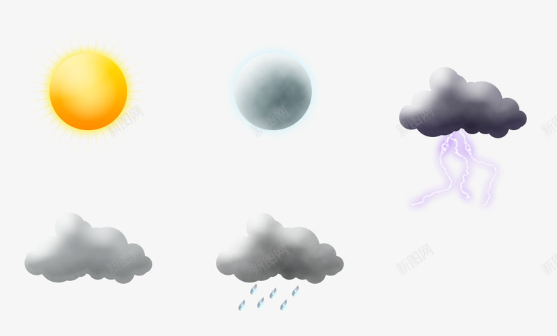 天气插件png免抠素材_新图网 https://ixintu.com 乌云 天气 天气插件 太阳 晴天