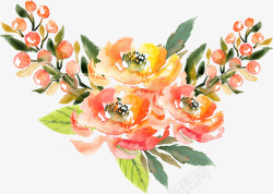 橘色系森系水彩花朵高清图片