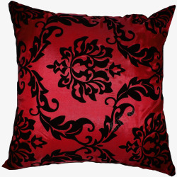 红色花纹方形抱枕素材