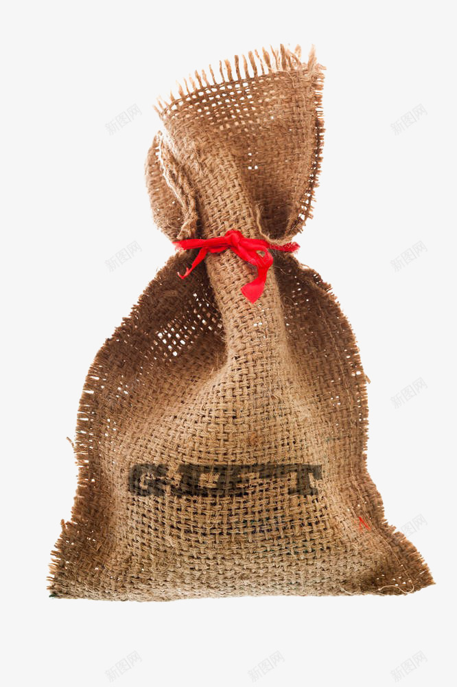 包装麻布袋png免抠素材_新图网 https://ixintu.com 包装袋 束口袋 空袋子 红绳 绳子 袋子 麻袋