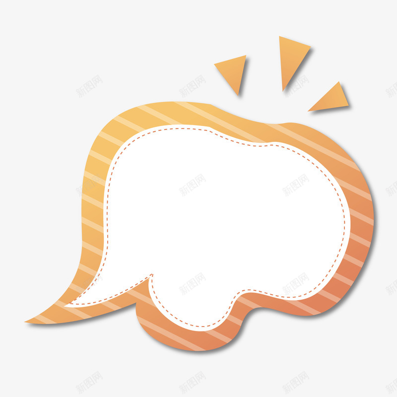 简笔创意橘色对话框png免抠素材_新图网 https://ixintu.com 创意 卡通 条纹图案 橘色对话框 简笔 边框