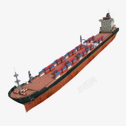 红黑色海运船长条橘黑色大型海运船高清图片