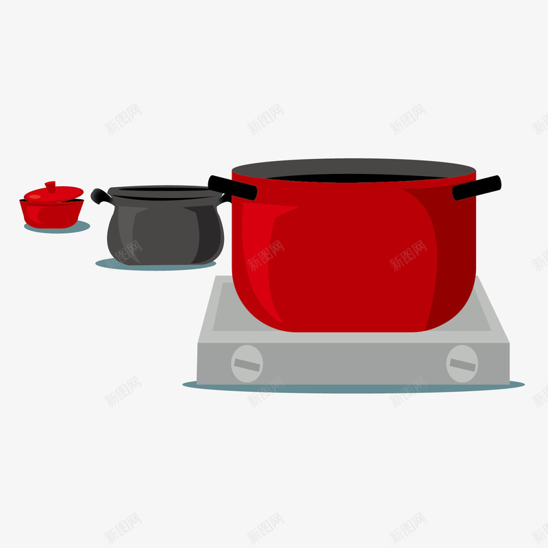 红色锅具png免抠素材_新图网 https://ixintu.com 厨房餐具 砂锅 红色 锅具
