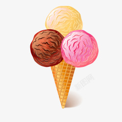 多种口味的甜筒冰淇淋矢量图素材