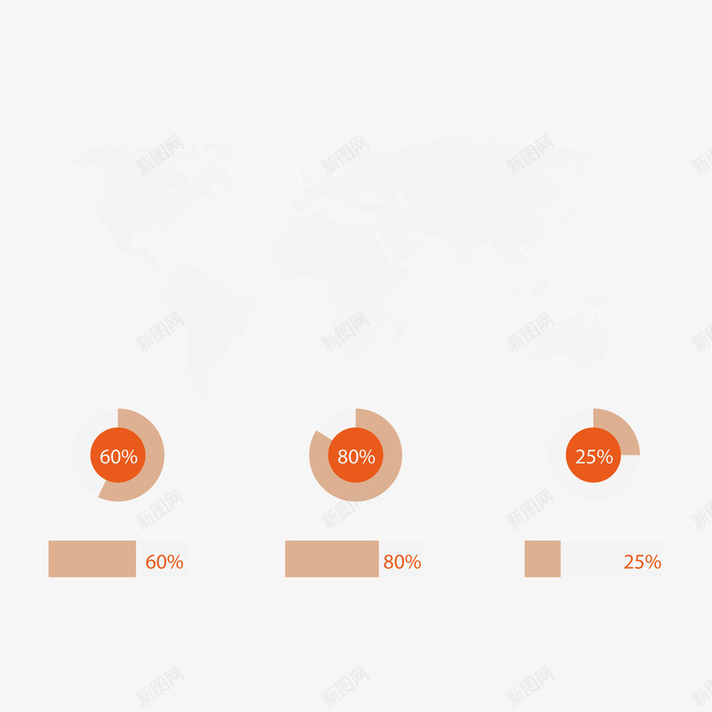 灰色世界地图png免抠素材_新图网 https://ixintu.com 世界 分析 占比 地图 数值 数据 灰色 环形 百分比