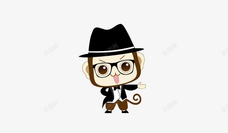 可爱的小猴子png免抠素材_新图网 https://ixintu.com 卡通 可爱 水彩 猴子 眼镜