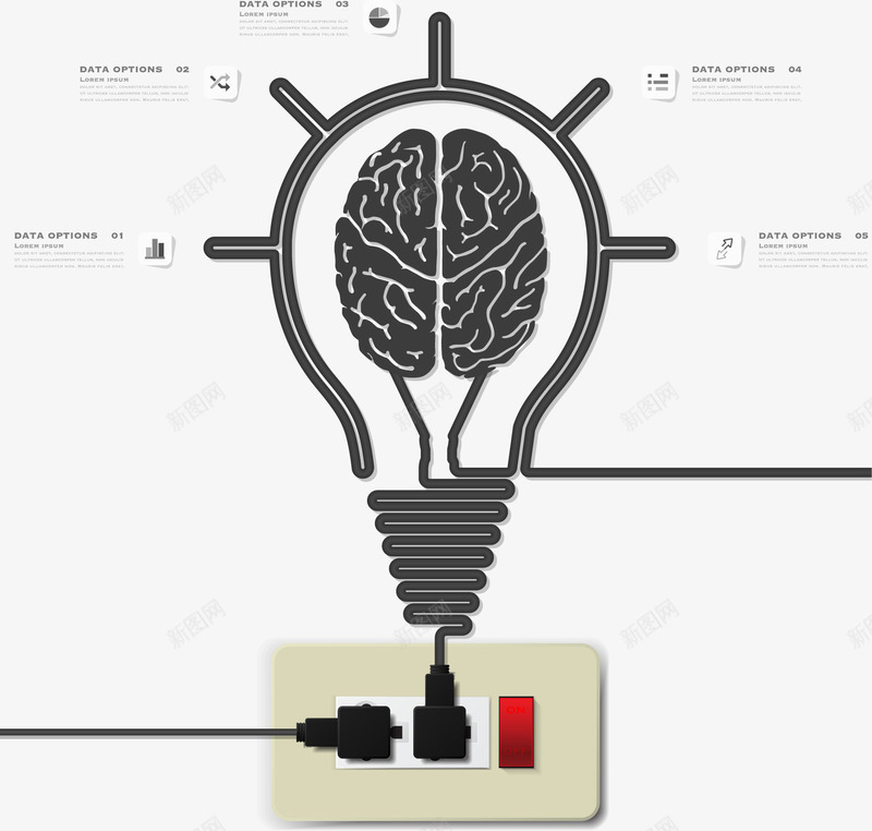 PPT元素png免抠素材_新图网 https://ixintu.com PPT元素 信息图表 创意 数据分析 灯泡 立体 视觉