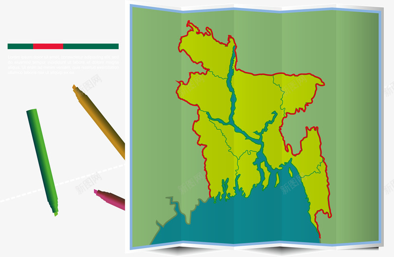 纸质地图png免抠素材_新图网 https://ixintu.com 外出游玩 画笔 矢量地图 绘图铅笔