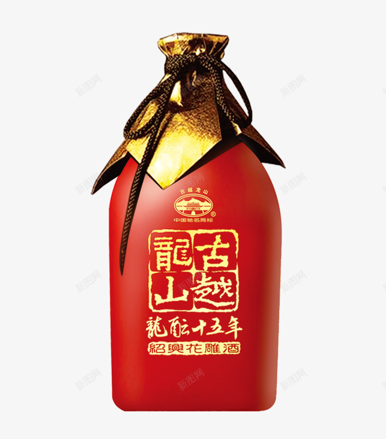 龙酿十五年花雕酒png免抠素材_新图网 https://ixintu.com 红色酒瓶 绍兴酒 绍兴黄酒 花雕酒 龙酿十五年