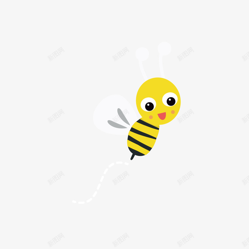 黄色卡通蜜蜂png免抠素材_新图网 https://ixintu.com 勤劳 卡通 可爱 圆形 幼儿园 眼镜 蜜蜂 黄色