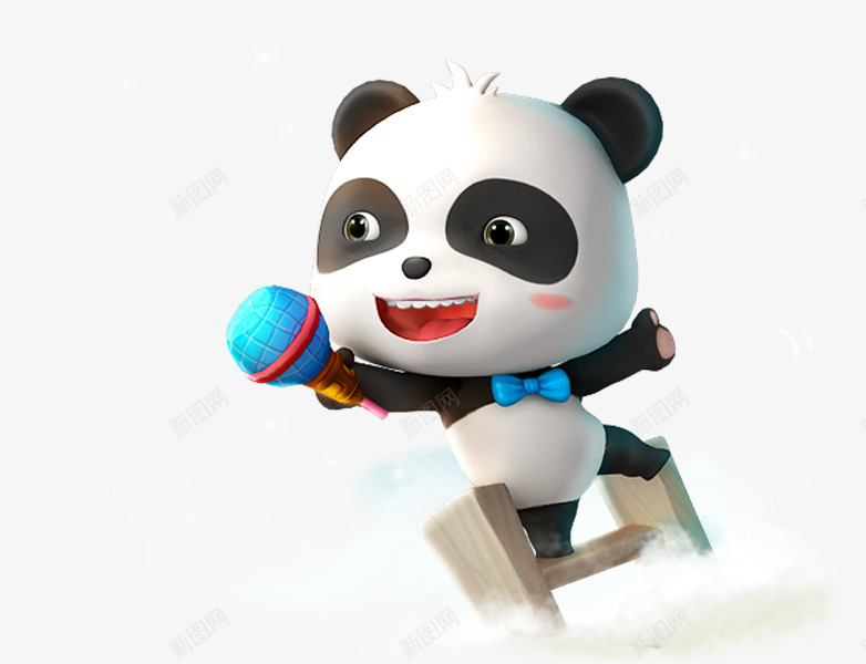 站在梯子上的熊猫png免抠素材_新图网 https://ixintu.com 梯子 熊猫 站在