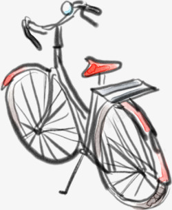 手绘自行车漫画造型素材
