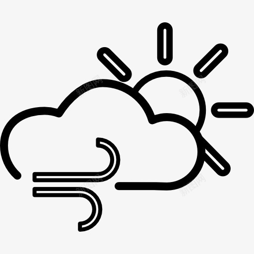 多云有风天气的天气界面图标png_新图网 https://ixintu.com 云 多云 天 天气 概述 轮廓 风