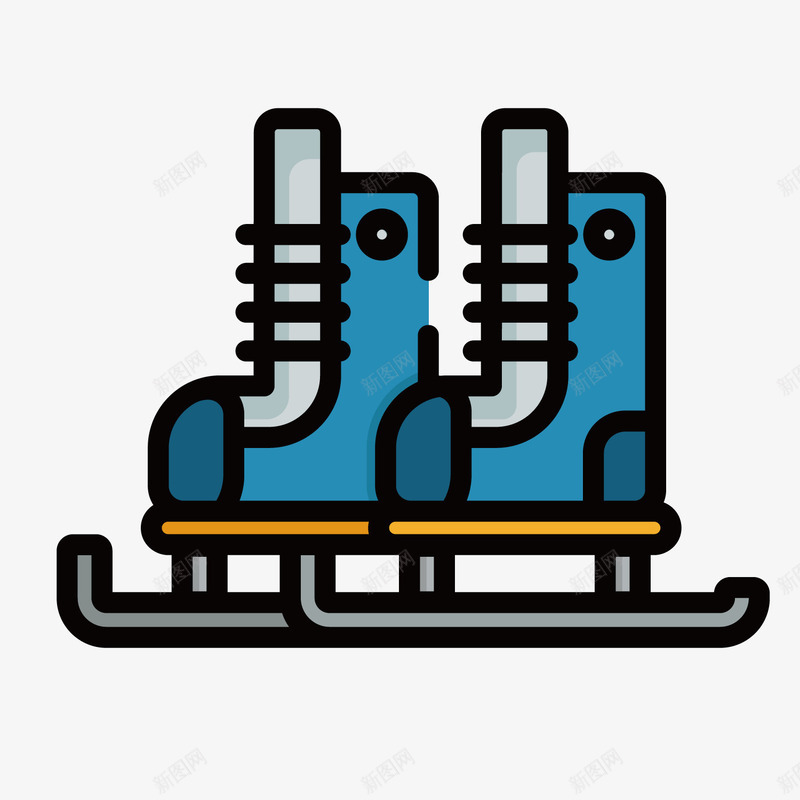 蓝色手绘圆角滑冰元素png免抠素材_新图网 https://ixintu.com 冰刀 卡通插画 扁平化 手绘 绳子 蓝色 鞋子