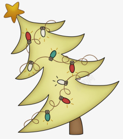 卡通挖脖子圣诞树灯泡装饰素材