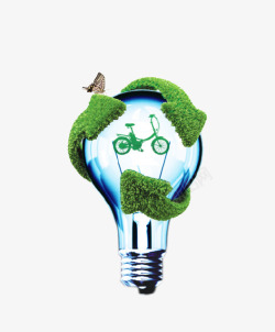 绿色创意低碳节能灯泡素材
