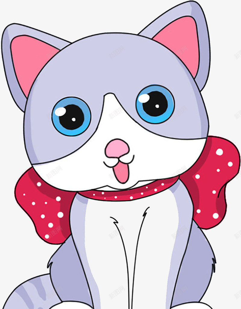 卡通手绘可爱的猫咪png免抠素材_新图网 https://ixintu.com 动漫动画 动物 卡通手绘 可爱的 猫咪 紫色