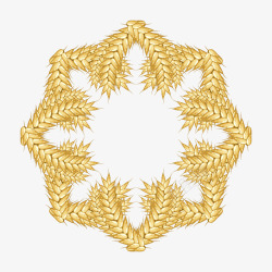 金色八边形丰收金色八角形小麦穗中空边框高清图片