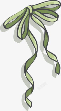 绳结图案绿色手绘蝴蝶结高清图片