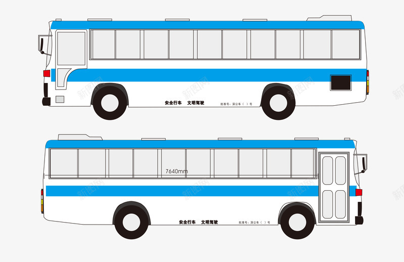 蓝色线描巴士交通工具png免抠素材_新图网 https://ixintu.com 交通工具 巴士 手绘 现代科技 矢量汽车 线描汽车