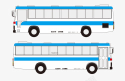 蓝色线描巴士交通工具素材