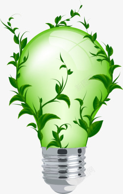 绿叶环抱的灯泡素材