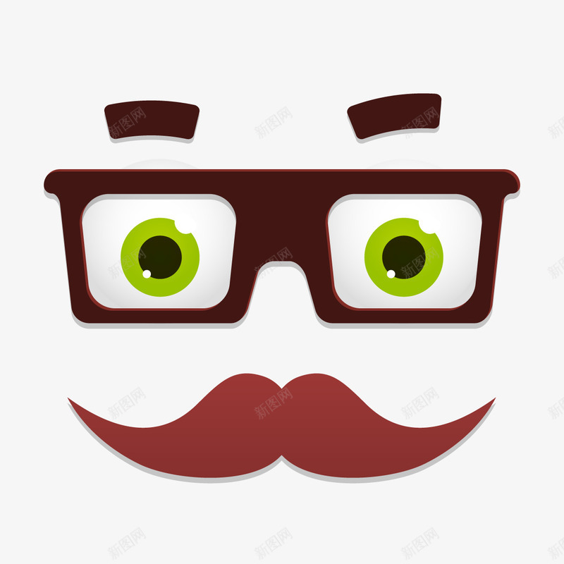 趣味卡通png免抠素材_新图网 https://ixintu.com 免扣png素材 免费png素材 男性 眼睛 眼镜 胡子