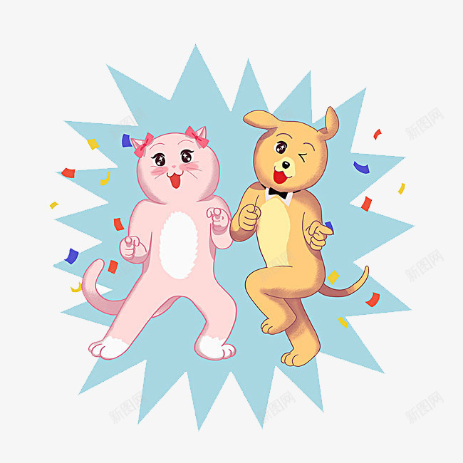 跳舞的猫咪png免抠素材_新图网 https://ixintu.com 卡通 可爱 尾巴 棕色的 猫咪 简图 粉色的 跳舞
