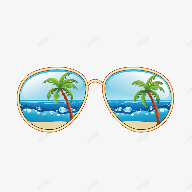 眼镜盒椰子树png免抠素材_新图网 https://ixintu.com 卡通椰子树 椰子树 眼镜