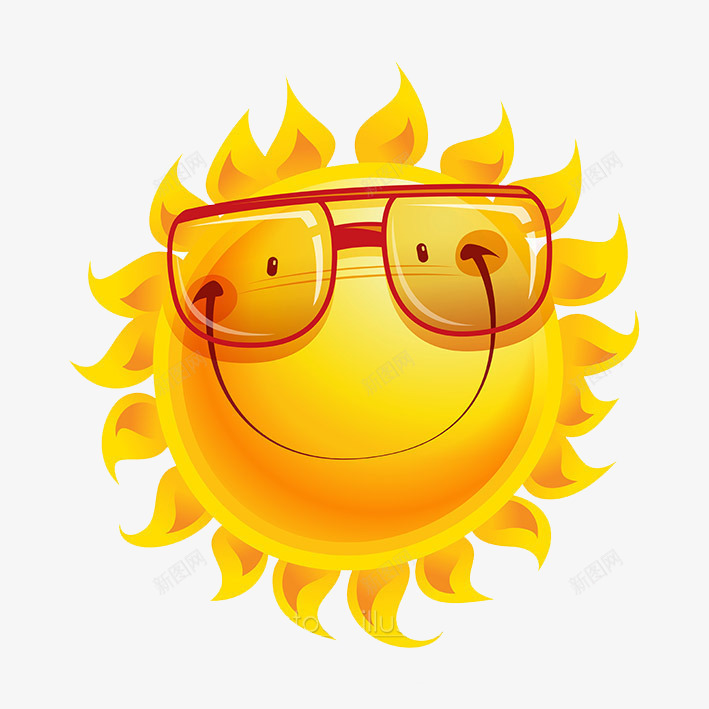 戴眼镜的太阳图png免抠素材_新图网 https://ixintu.com 卡通太阳素材 太阳手绘图 戴眼镜的太阳