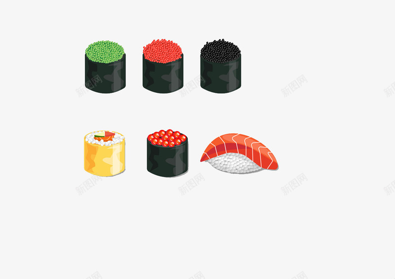 多种口味寿司psd免抠素材_新图网 https://ixintu.com 产品 创新 实物 新颖 素材