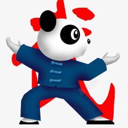 红色的武字熊猫武术高清图片