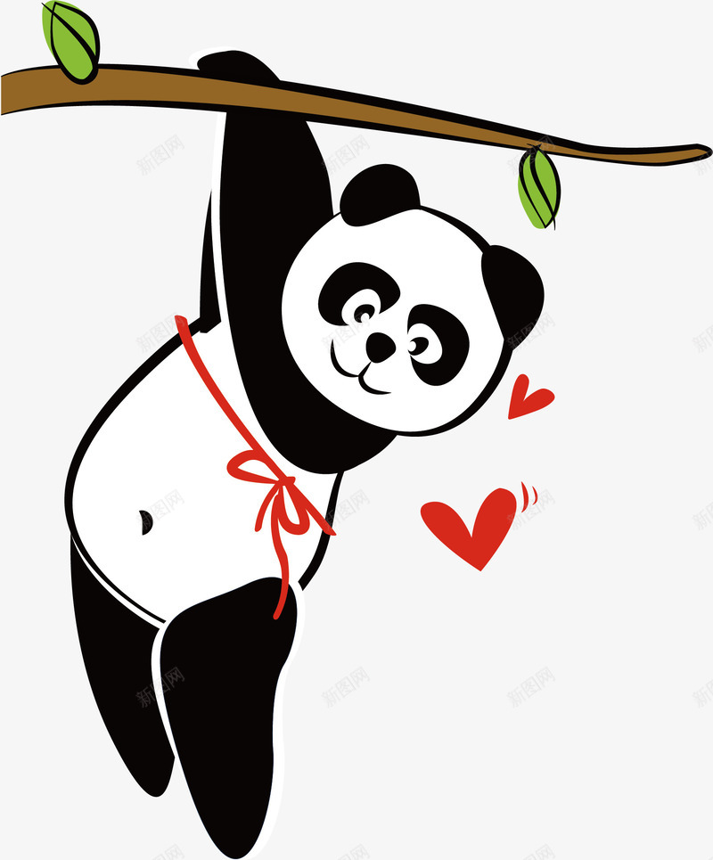 爬树的熊猫矢量图ai免抠素材_新图网 https://ixintu.com 动物 卡爱 卡通 树枝 熊猫 矢量图