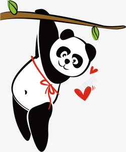 爱熊猫爬树的熊猫矢量图高清图片