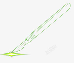 绿色线条钢笔素材