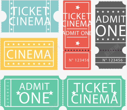 彩色扁平化电影票图标图标