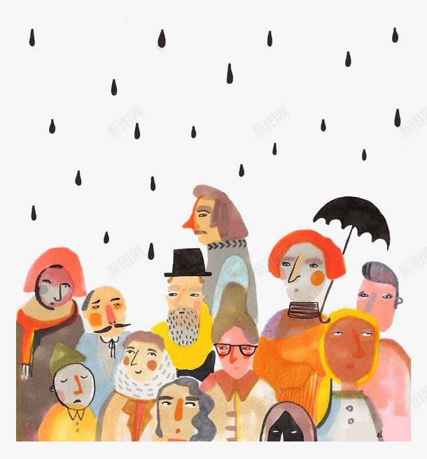 卡通下雨天气png免抠素材_新图网 https://ixintu.com 下雨 人群 天气 拥挤
