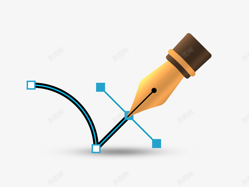 钢笔工具psd免抠素材_新图网 https://ixintu.com 点与点 绘画 金色钢笔 钢笔