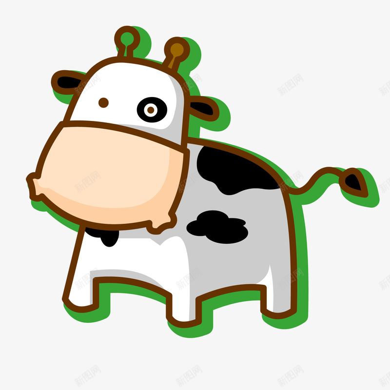 卡通奶牛动物贴纸矢量图ai免抠素材_新图网 https://ixintu.com 动物设计 卡通 奶牛 标签设计 贴纸设计 矢量图