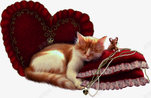 睡觉的猫咪png免抠素材_新图网 https://ixintu.com 卡通 手绘 爱心 猫咪 躺被窝里的卡通猫