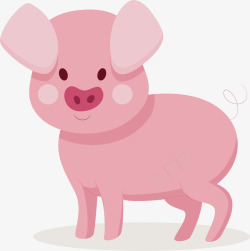 水彩粉色小猪矢量图素材