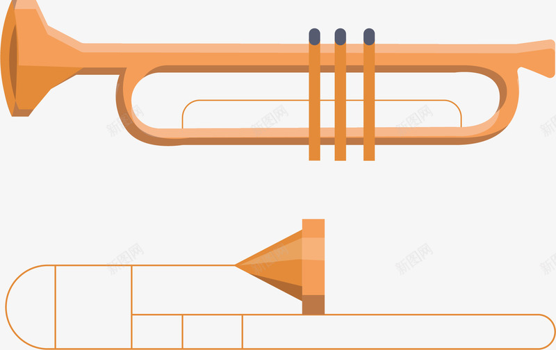 金色萨克斯png免抠素材_新图网 https://ixintu.com 乐器 喇叭 手绘 按键 柱子 萨克斯 金色